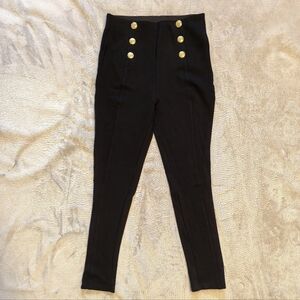 Zara Elegant Black Skinny Pants with Gold Accents